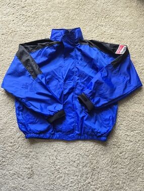Marlboro Windbreaker Jacket Mens L Blue Nylon Full Zip Flawed
